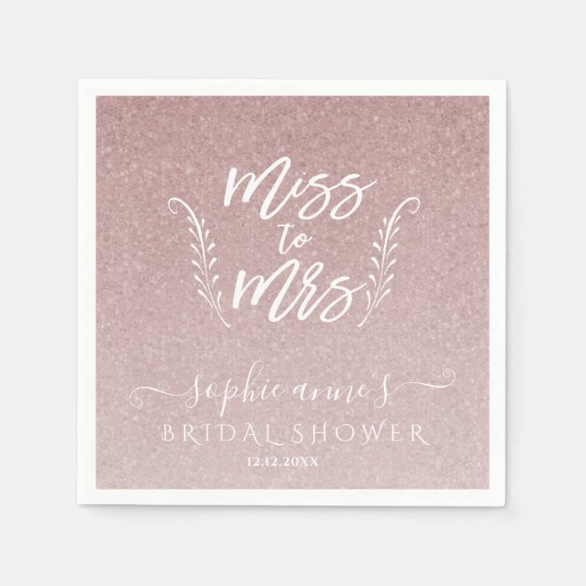 Serviette En Papier Rose tendance Gold Miss à Mme Fête des mariées (Devant)