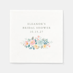 Serviette En Papier Rose Ténèbre Aquarelle Florale Mariage Personnalis