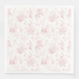 Serviette En Papier Rose Toile De Jouy Vintage Floral Chinoiserie