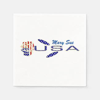 Serviette En Papier Rose USA Drapeau bleu Personnalisé