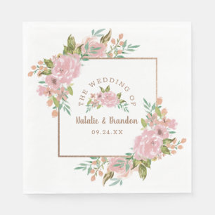 Serviette En Papier Rose Vintage Dusty rose Mariage Monogramme