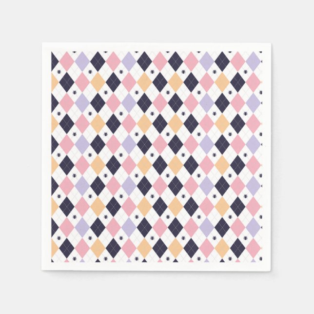 Serviette En Papier Rose violet diamant avec araignée (Devant)