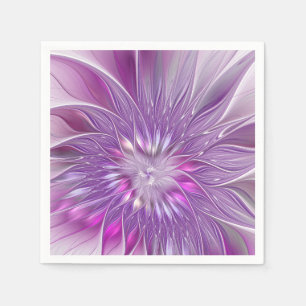 Serviette En Papier Rose violet passion Fleur Art Abstrait Fractal