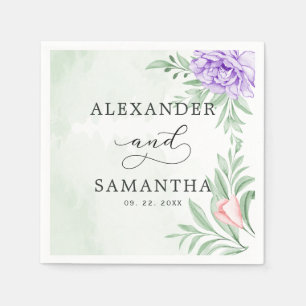 Serviette En Papier Rose violet rustique Floral Eucalyptus Boho Mariag