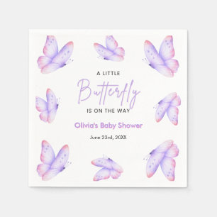 Serviette En Papier Rose Violet Un Petit Bébé Papillon Shower Bébé 