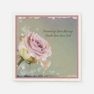 Serviette En Papier Rose Violette Élégante et Romantique Personnalisab