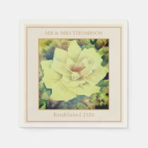 Rose Wedding Napkins | Sage & Ivory Floral | Custo