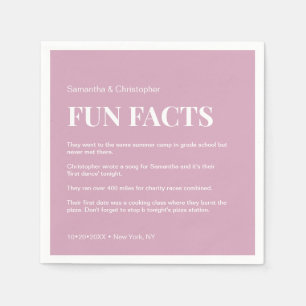 Serviette En Papier Rose white Custom fun fait typographie Mariage