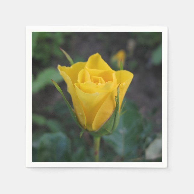 Serviette En Papier Rosebud jaune (Devant)