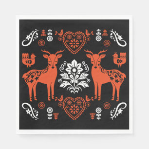 Serviette En Papier Rosemaling Norwegian Folk Art