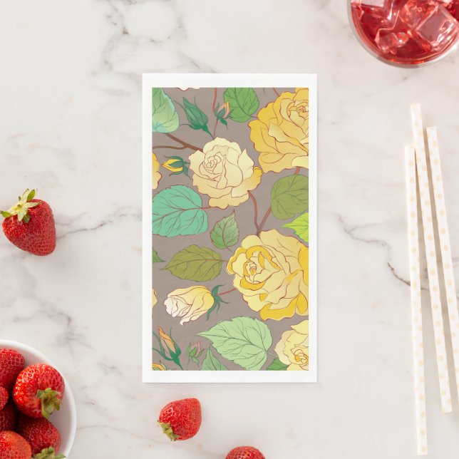 SERVIETTE EN PAPIER ROSES 3 (En situation)