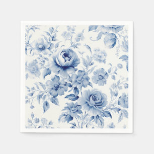Serviette En Papier Roses aquarelles élégantes pastel bleu