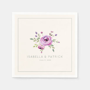 Serviette En Papier Roses aquarelles pastel romantiques
