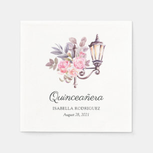 Serviette En Papier Roses aquarelles roses vintage pour Quinceañera Pa
