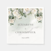 Roses blanches romantiques Eucalyptus mariage de v