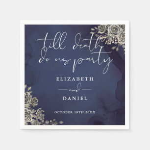 Serviette En Papier Roses bleu de minuit Floral Mariage gothique