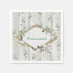 Serviette En Papier Roses d'aquarelle blanche peints sur la soie de ch