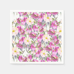 Serviette En Papier Roses d'aquarelle rose