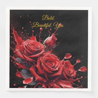 Serviette En Papier Roses en fleur - Anniversaire élégant