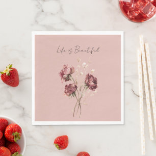 Serviette En Papier Roses Fleurales Roses Rouges Roses