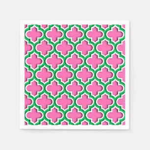 Serviette En Papier Roses indien #2, émeraude, Marocain blanc