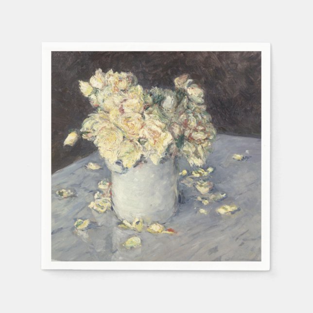 Serviette En Papier Roses jaunes dans un vase de Caillebott Impression (Devant)