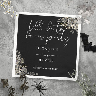 Serviette En Papier Roses Noires Et Blanches Florales Mariage gothique