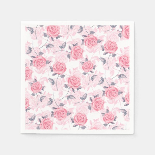 Serviette En Papier Roses roses (Devant)