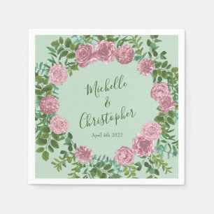 Serviette En Papier Roses roses Jardin Printemps Mariage