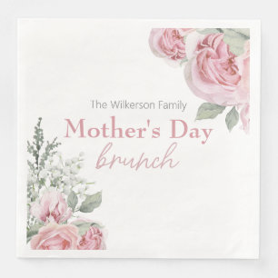Serviette En Papier Roses roses roses et Bébé's Breath Mère's Day Brun