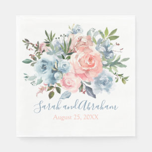 Serviette En Papier Roses Roses Roses Roses Dusty Blue Floral Papier M