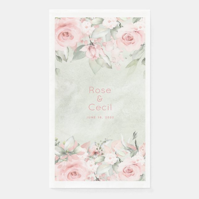 Serviette En Papier Roses Roses Roses Roses Roses Mariages (Devant)