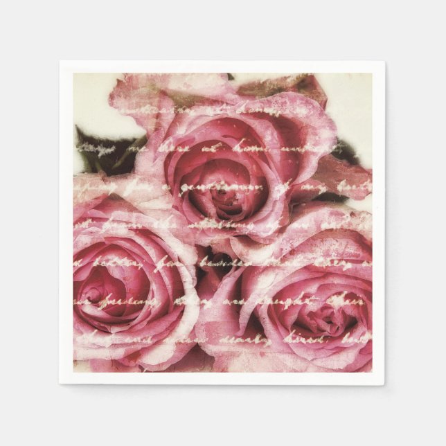 Serviette En Papier Roses roses vintages (Devant)