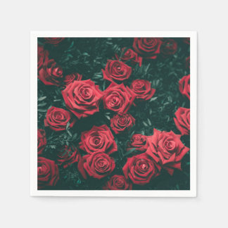 Serviette En Papier Roses Rouges
