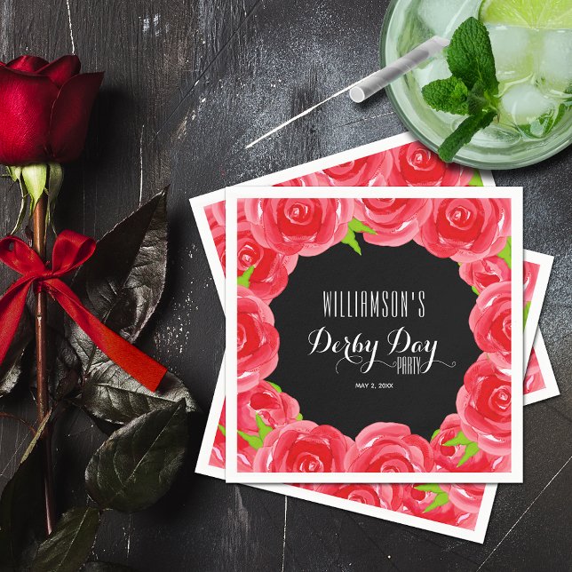 Serviette En Papier Roses rouges du jour Derby (Derby day party cocktail napkins)