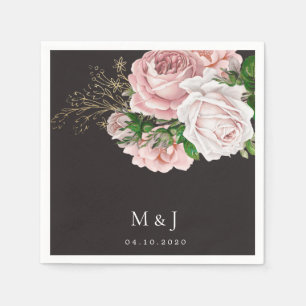 Serviette En Papier roses vintages blush élégant papier de mariage