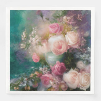 Serviette En Papier Roses vintages D'Aquarelle Peints Dans Toutes Les