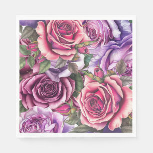 Serviette En Papier Roses violets roses vintages inspirés de la lavand