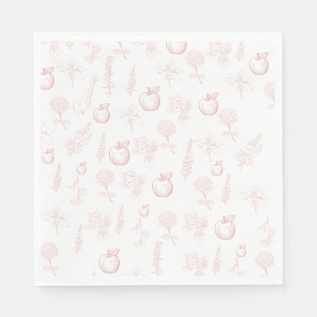 Serviette En Papier Rosh Hashana Apple Toile rose jetable Napkin jetab (Devant)