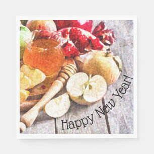 Serviette En Papier Rosh Hashanah doux aux pommes rustiques et au miel