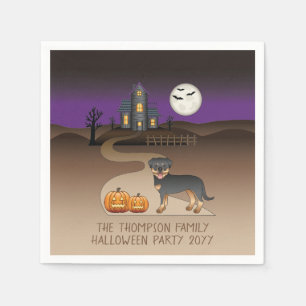 Serviette En Papier Rottweiler noir et feu Halloween Maison Hantée