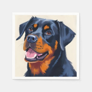 Serviette En Papier Rottweiler Peinture aquarelle de chien animal de