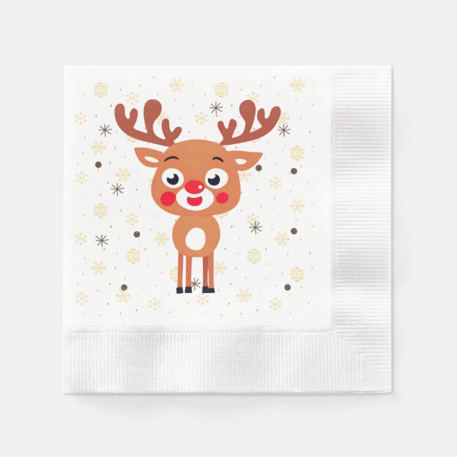 Serviette En Papier Roudolph Red Nose Reindeer Papier Napkin (Devant)