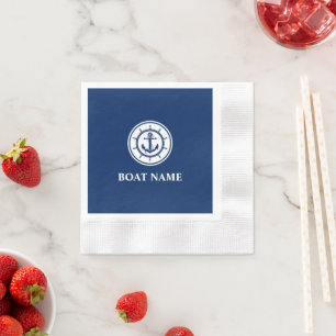 Serviette En Papier Roue Ancre nautique Roue Marine Nom du bateau bleu
