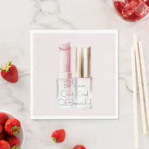 Serviette En Papier Rouge à lèvres rose blanc Vernis à ongles ivoire