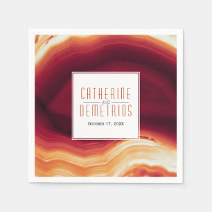 Serviette En Papier Rouge agate slice géode moderne mariage d'automne