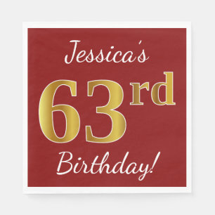 Serviette En Papier Rouge, anniversaire d'or de Faux