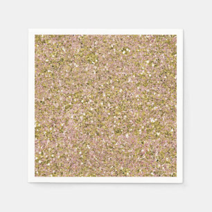 Serviette En Papier Rouge aux Joues Rose & Or Paillettes Glamour Soiré