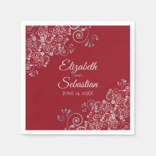 Serviette En Papier Rouge avec frites d'argent Mariage élégant