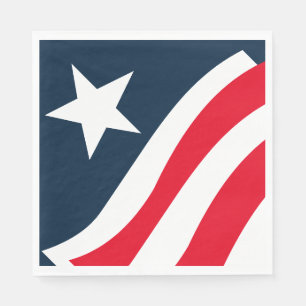 Serviette En Papier Rouge Blanc Bleu Étoile & Grille Papier